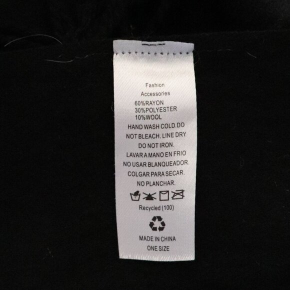 Unbranded Women's Black Wool Blend Wrap Fringe Scarf | 69" - Picture 6 of 6